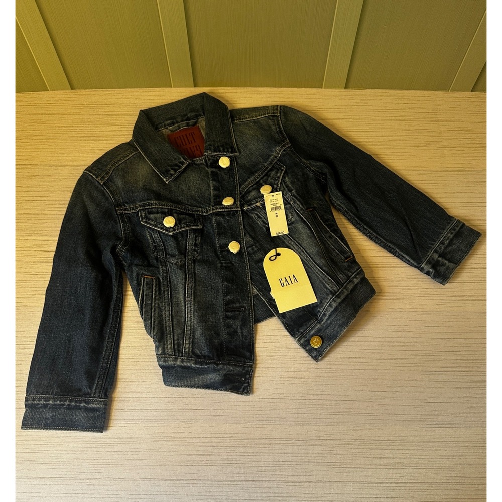 Gap x Cult Gaia Kids Denim Jacket Indigo Blue Gold Hardware Size M 8 648692-00-1